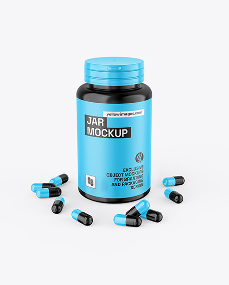 Glossy Bottle W/ Pills Mockup