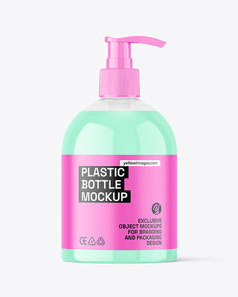 Clear Plastic Bottle w/ Pump Mockup