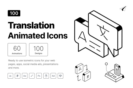 Isometric Translation Icon Set