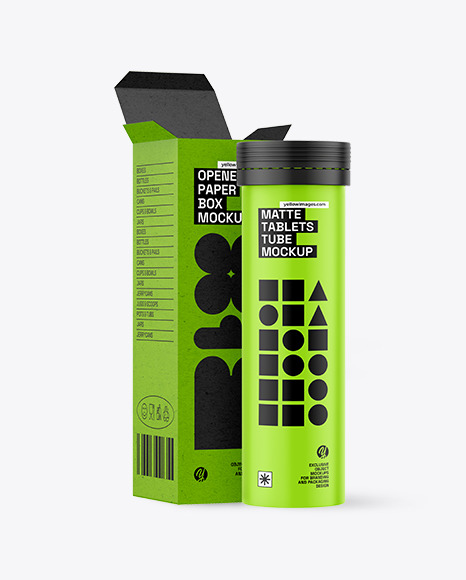 Opened Kraft Box With Tablets Tube Mockup