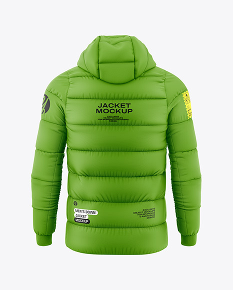 Men&#039;s Down Jacket with Hood Mockup - Back View