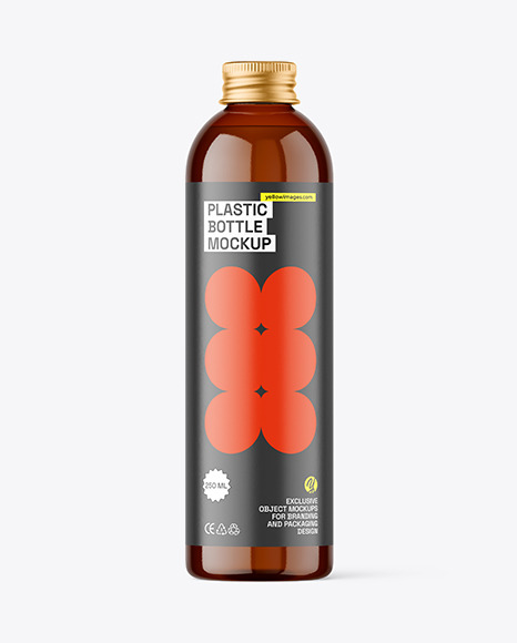 Amber Plastic Bottle Mockup