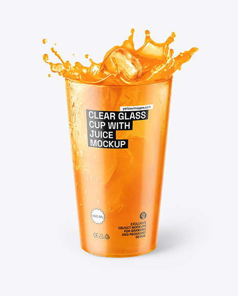 Clear Glass Cup with Carrot Juice Mockup