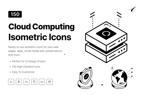 Isometric Cloud Computing Icons