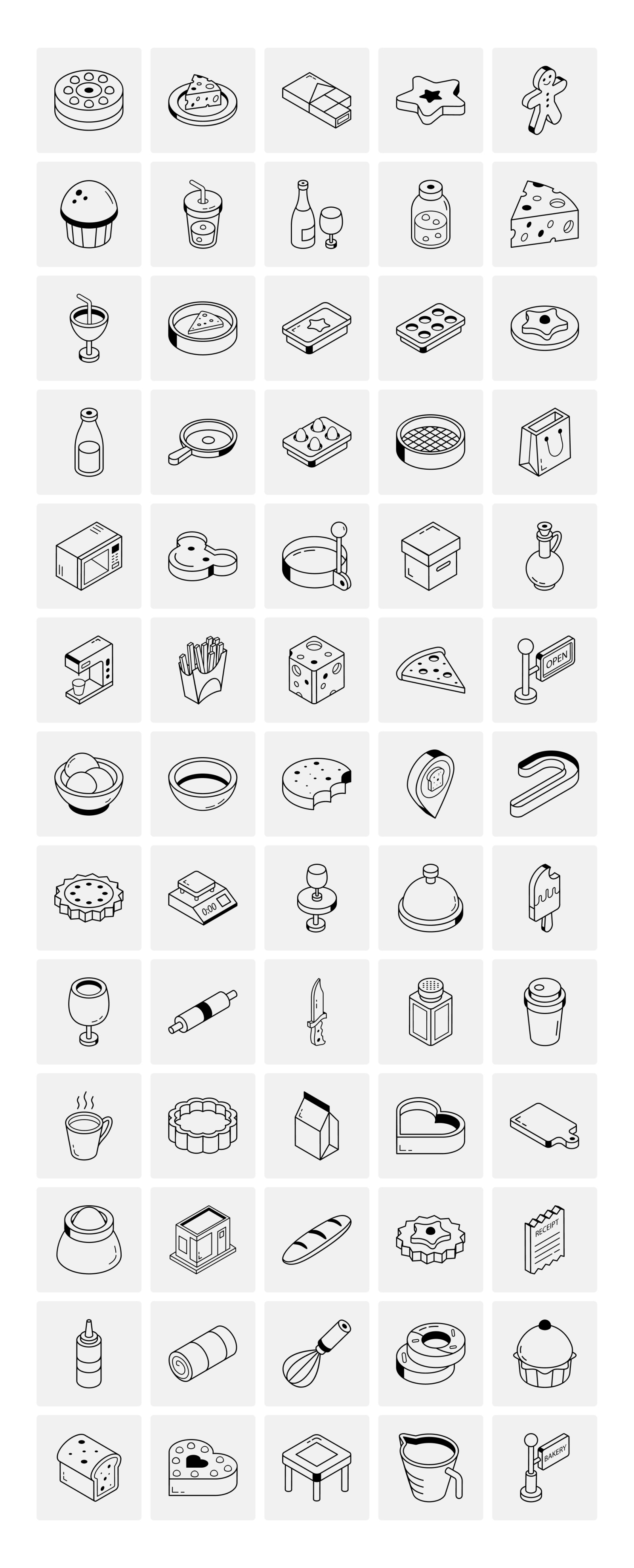 Isometric Bakery Icons