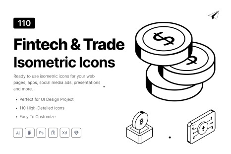Isometric Fintech and Trade Icons