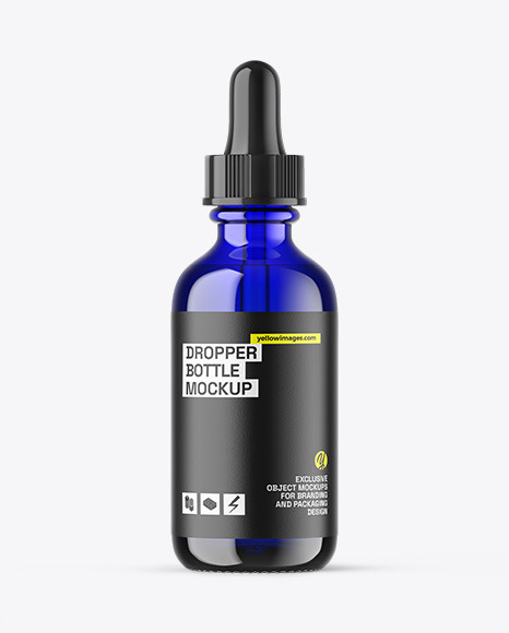 Blue Glass Dropper Bottle Mockup