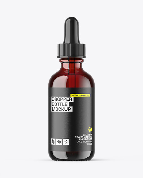 Dark Amber Glass Dropper Bottle Mockup