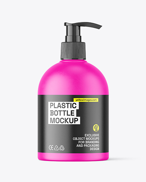 Matte Plastic Bottle w/ Pump Mockup