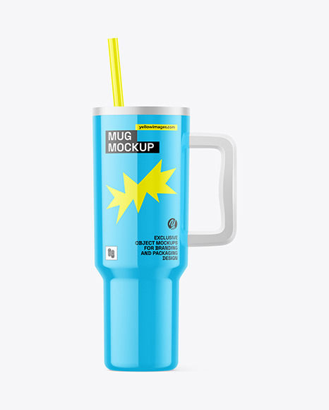Glossy Travel Mug Mockup