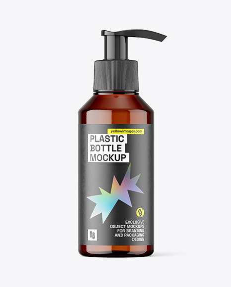 Amber Plastic Bottle w/ Pump Mockup