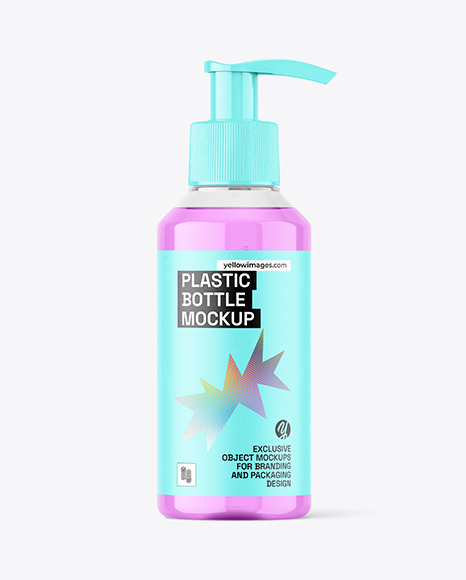 Clear Plastic Bottle w/ Pump Mockup