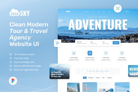 Vacasky – Clean Modern Tour &amp; Travel Agency Website