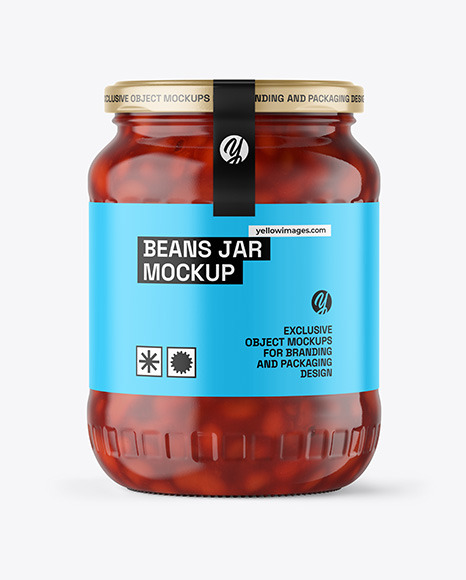 Clear Glass Jar with Beans Mockup