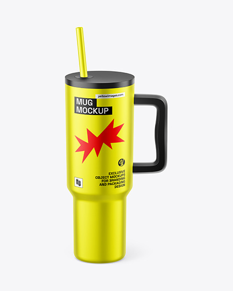 Matte Metallic Travel Mug Mockup