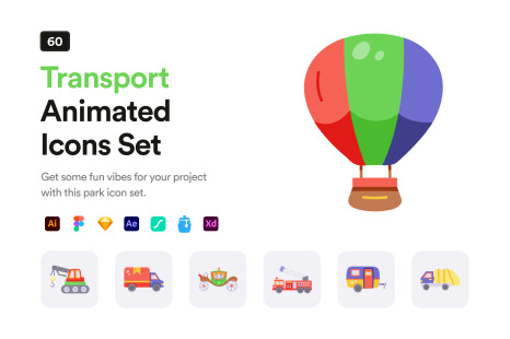 Animated Transport Icon Set
