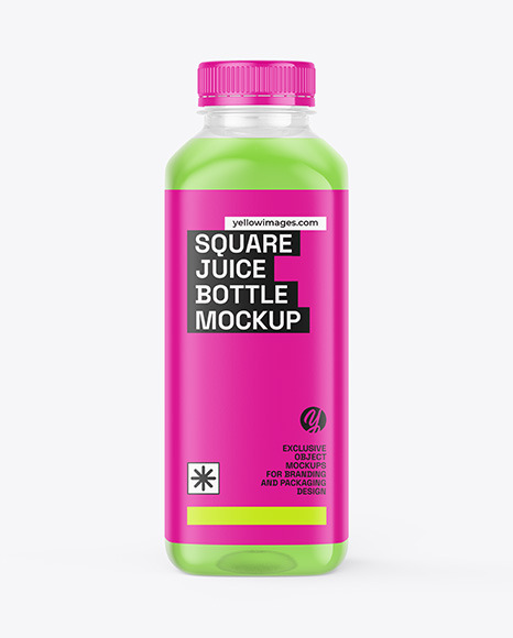 Square Bottle with Soft Drink Mockup