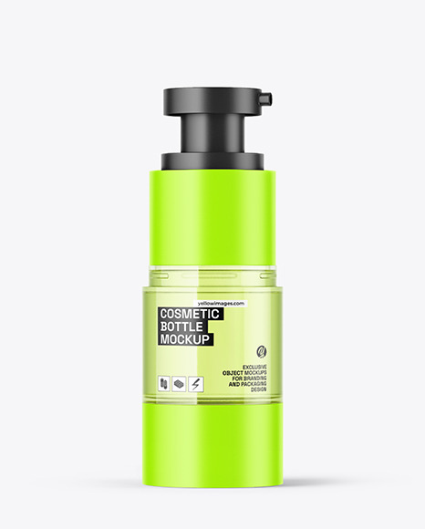 Clear Cosmetic Bottle with Pump Mockup