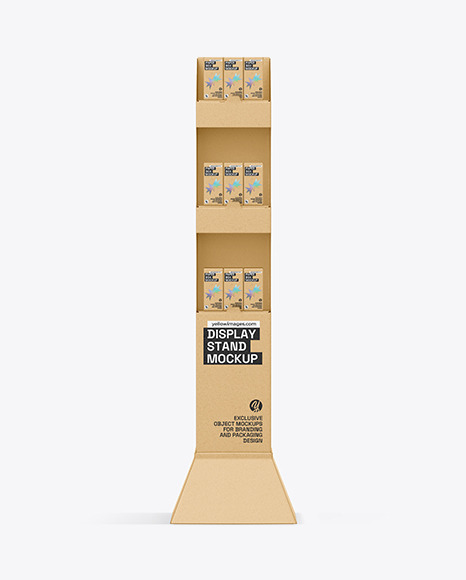 Kraft Display Stand w/ Boxes Mockup