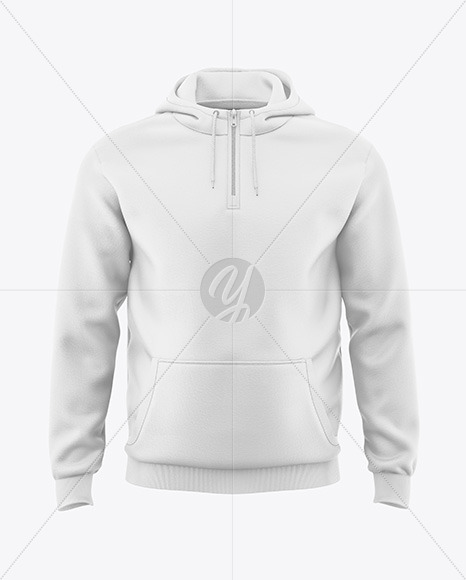 Quarter Zip Men&rsquo;s Hoodie Mockup - Front View - Free Download Images