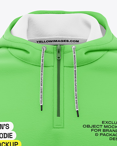 Quarter Zip Men’s Hoodie Mockup - Front View - Free Download Images
