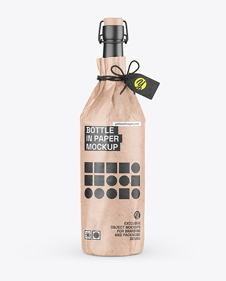 Bottle in Paper Wrap Mockup