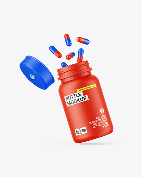 Matte Bottle W/ Pills Mockup