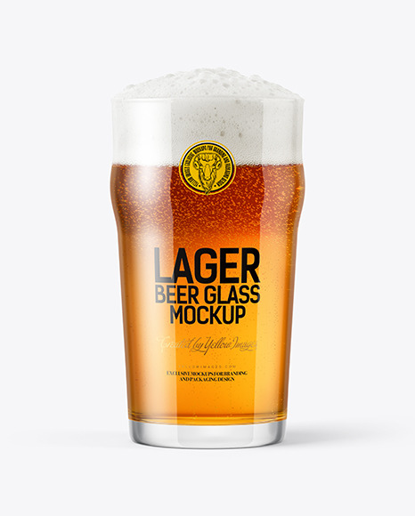 Can Shaped Glass Cup w/ Lager Beer Mockup - Free Download Images High  Quality PNG, JPG