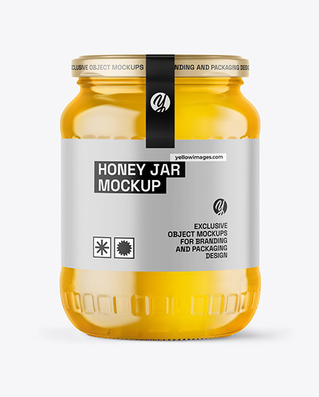 Clear Glass Jar with Honey Mockup