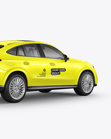 Luxury Coupe Mockup - Back Half Side View