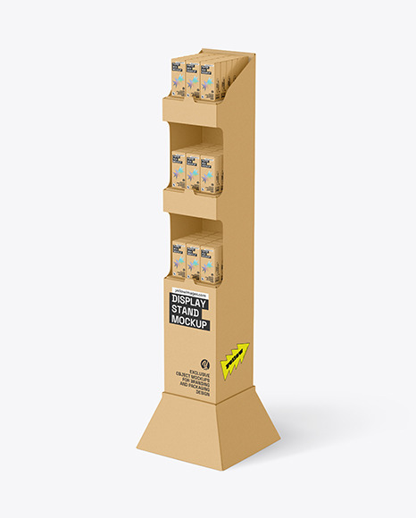 Kraft Display Stand w/ Boxes Mockup