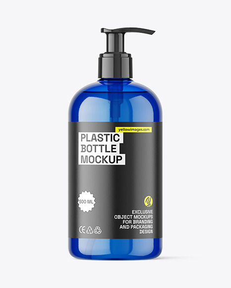 Blue Plastic Bottle w/ Pump Mockup