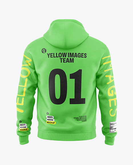 Quarter Zip Men&#039;s Hoodie Mockup - Back View