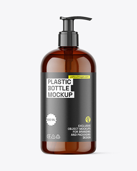 Amber Plastic Bottle w/ Pump Mockup