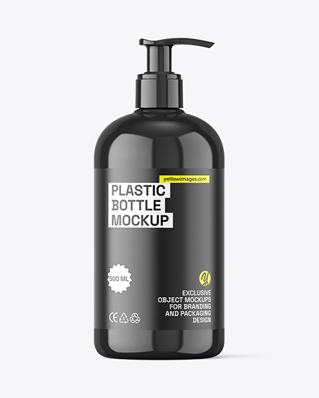 Glossy Plastic Bottle w/ Pump Mockup