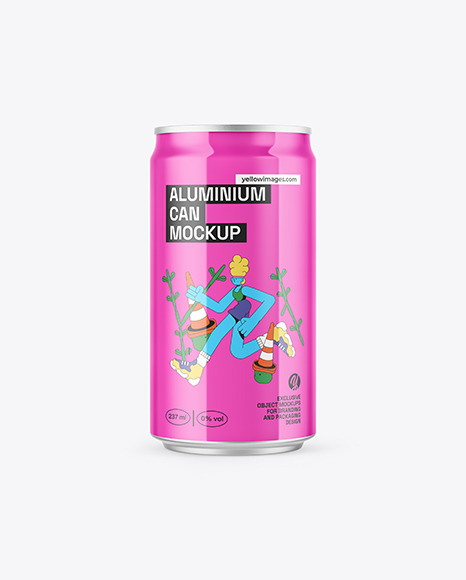 237ml Sleek Can With Glossy Finish Mockup