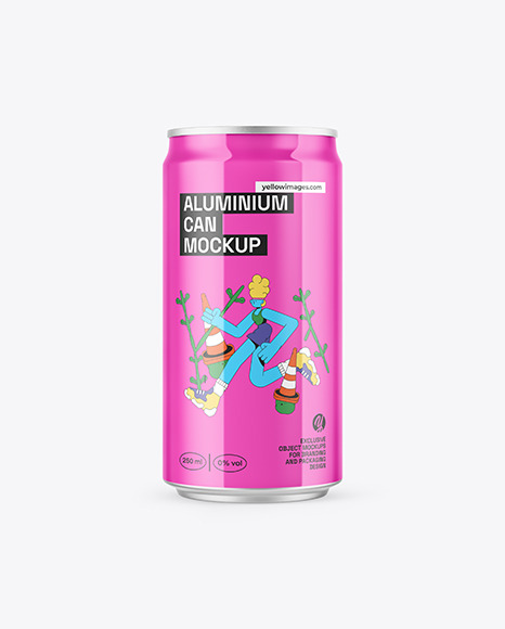 250ml Sleek Can With Glossy Finish Mockup