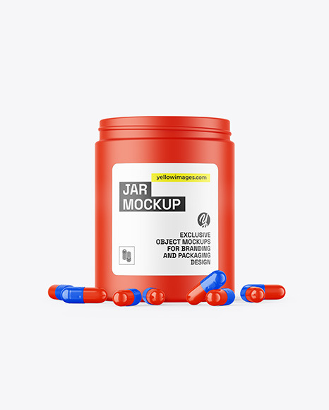 Matte Jar With Pills Mockup