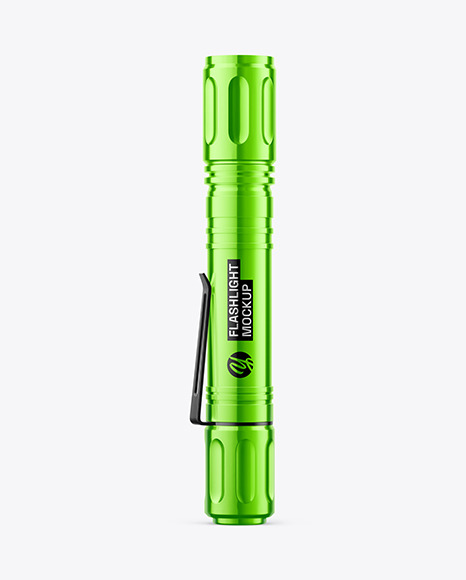 Glossy Metallic  Flashlight Mockup
