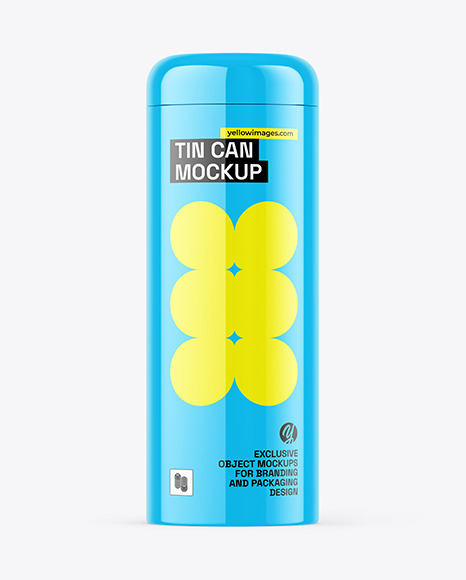 Glossy Tin Can Mockup
