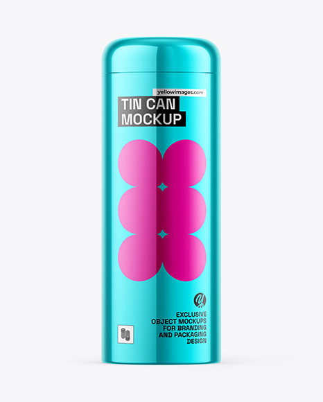 Glossy Metallic Tin Can Mockup