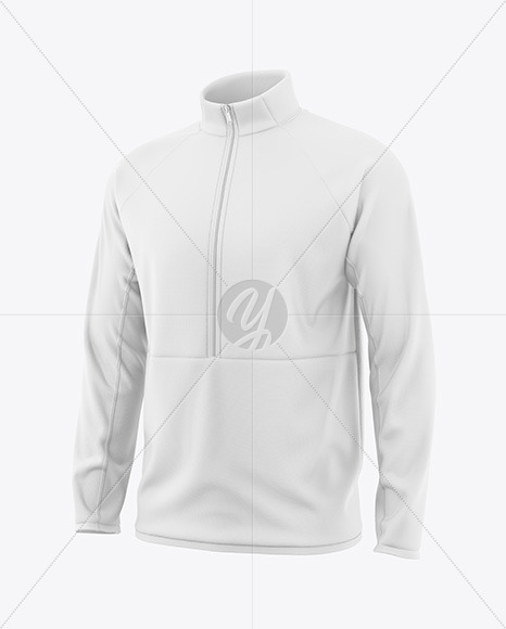 Men's Quarter Zip Windbreaker Jacket Mockup - Half Side View