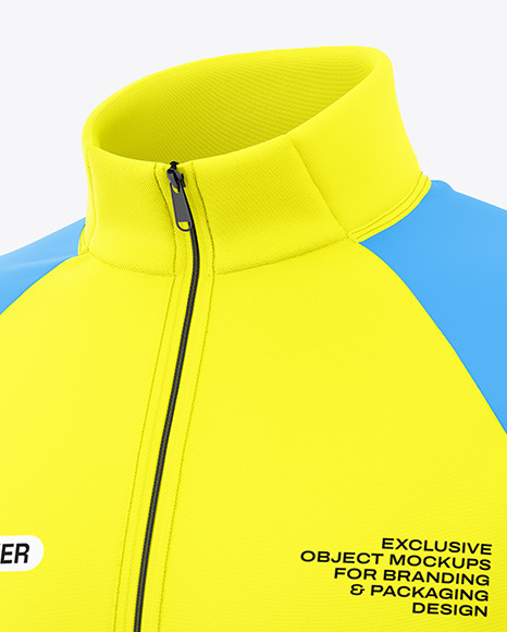 Men's Quarter Zip Windbreaker Jacket Mockup - Half Side View