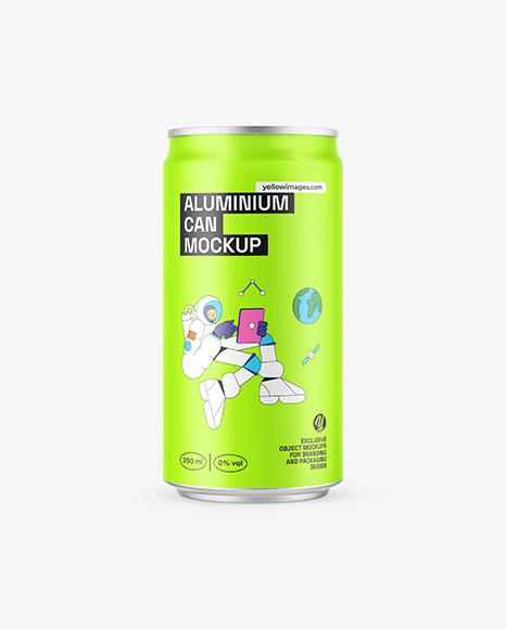 250ml Sleek Can With Matte Finish Mockup