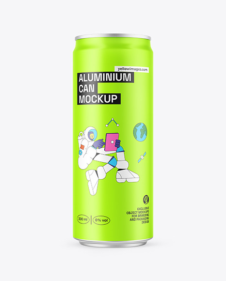 330ml Sleek Can With Matte Finish Mockup