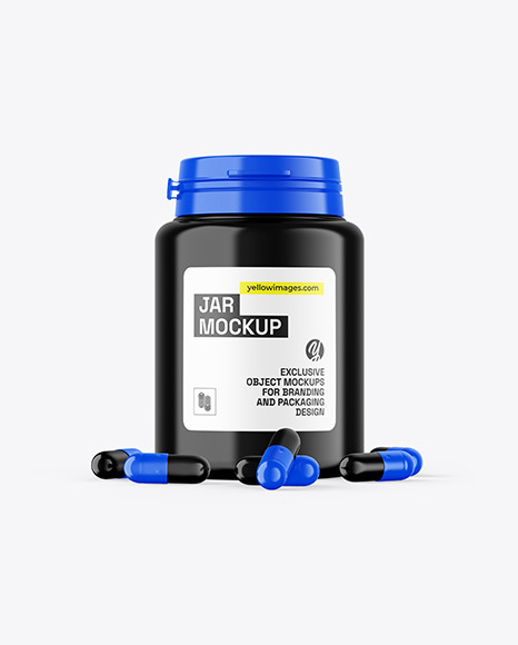 Glossy Jar W/ Pills Mockup