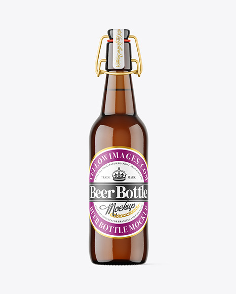 Amber Glass Beer Bottle Mockup