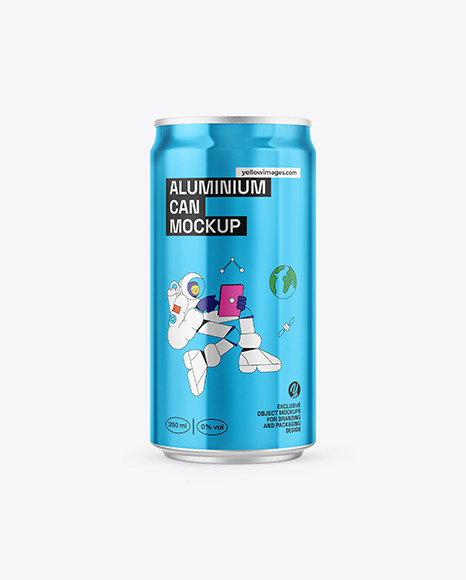 250ml Sleek Can With Metallic Finish Mockup