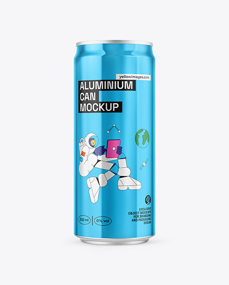 310ml Sleek Can With Metallic Finish Mockup