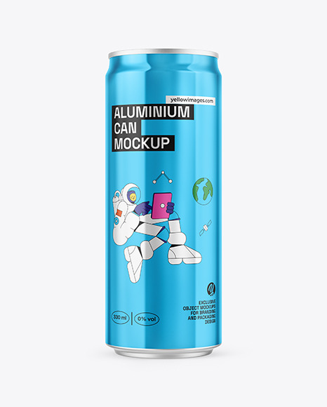 330ml Sleek Can With Metallic Finish Mockup